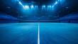 © liliyabatyrova - An empty blue tennis court bathed in the glow of stadium lights, anticipation hangs in the air, a perfect setting for a thrilling match