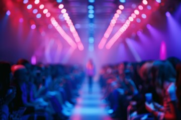 Poster - Blurry background of fashion runway filled with VIPs at finale show