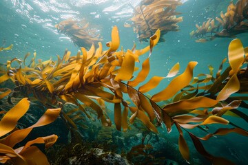 Wall Mural - Brown algae seaweeds Laminaria kelp in Atlantic Ocean Spain Galicia