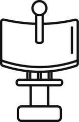 Poster - curved interactive whiteboard with marker standing on adjustable stand icon in outline style isolate