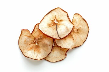 Sticker - Close up of dried pear slices on white background Organic snack