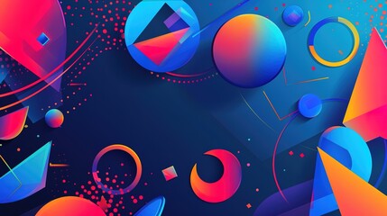 Poster - Abstract Geometric Shapes in a Vibrant Blue, Red, and Orange Color Palette