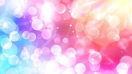 Poster - Abstract Rainbow Bokeh Background With Soft Circles and Sparkle