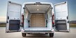 © Spot Decor - Empty White Cargo Van with Open Doors, Rear View, Cargo Space, Van Doors Open, Interior, Delivery Vehicle, Cargo
