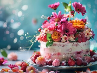 Poster - cake with flowers