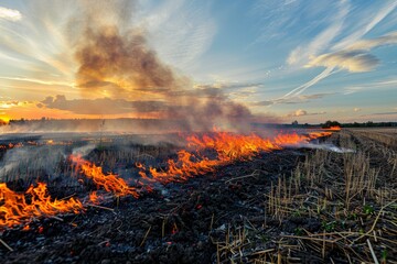 Poster - Fire destroys field stubble