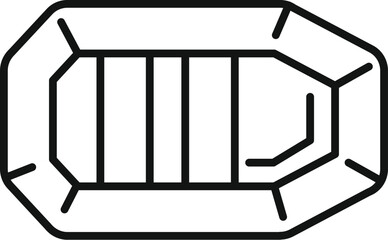 Poster - line art icon of a large inflatable boat, ideal for representing water sports and leisure activities