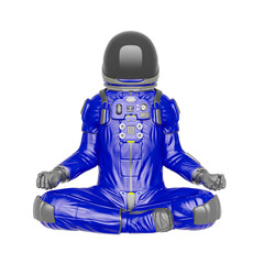 Poster - master astronaut is doing a relaxing meditation in yoga namaste pose