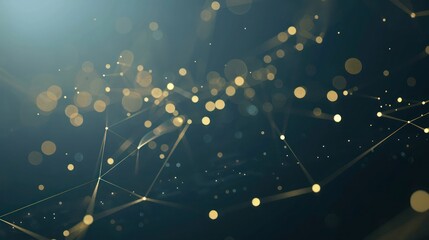 Poster - Soft gold dots with champagne connections on a dark slate blue base, central text focus