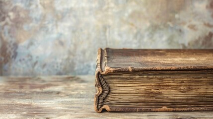 Wall Mural - Antique Book on Light Table Background with Copy Space for Text