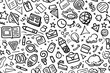 © Maxim Borbut - School supplies and medical mask seamless pattern for print or web. Modern illustration.