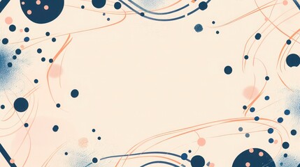 Poster - Indigo dots and salmon lines on a soft cream background, with a clear area for text in the upper center