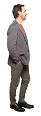 Sticker - Middle age handsome business man looking to side, relax profile pose with natural face with confident smile.