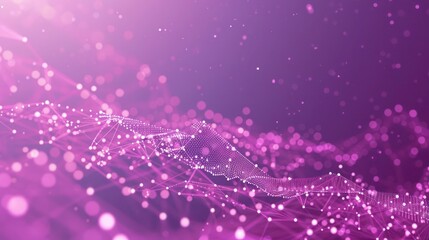 Poster - gentle lilac background with vivid magenta dots and soft violet connecting lines, upper center text focus