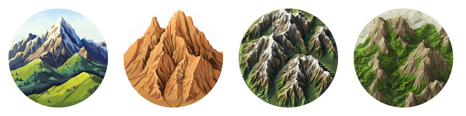 Sticker - Mountainous Terrain clipart collection, symbol, logos, icons isolated on transparent background