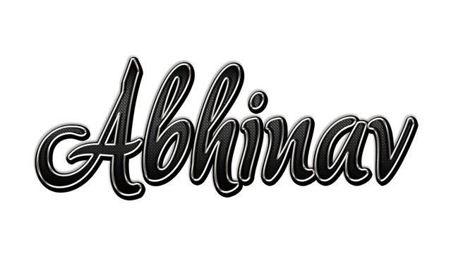 black metal 3d design of Hindi name Abhinav on white background.	
