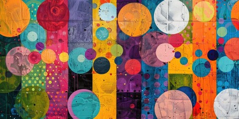 Wall Mural - vibrant abstract composition with multiple overlapping circles, ideal for creative backgrounds or inspiration