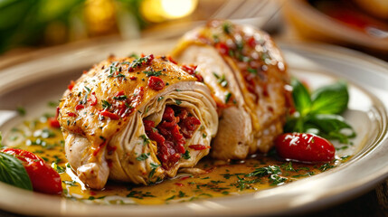 Wall Mural - Artichoke and Sun-Dried Tomato Stuffed Chicken