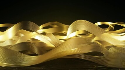 Aufkleber - Golden ribbons flow and intersect, creating a swirling abstract pattern.