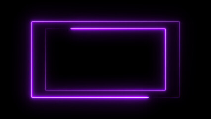 Wall Mural - Neon light blue purple rectangle frame loading icon background in retro style, 4k illustration.	