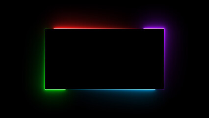 Wall Mural - Glowing Neon light rectangle frame loading icon background in retro style, 4k illustration.	