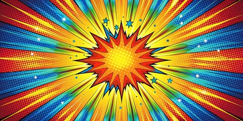 Comic Book Explosion Background, Pop Art, Retro, Cartoon, Superhero