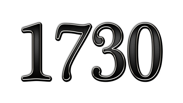 black metal 3d design of number 1730 on white background.	