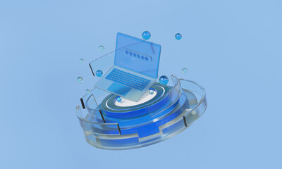 Poster - computer laptop password data cyber security login account personal secure technology business devel