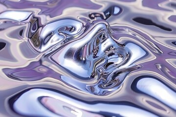 Poster - Fluid metallic abstract shapes, representing modern art and fluidity in a vibrant, high-tech visual