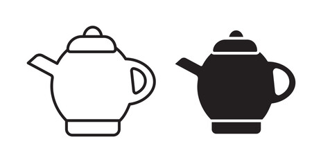 Wall Mural - teapot thin line icon set