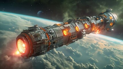 Poster - a futuristic spacecraft soars above earth, showcasing a potential future of space tourism with breat