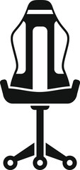 Poster - Black silhouette of a modern gaming chair featuring ergonomic design and adjustable features