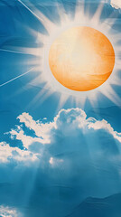 Wall Mural - blue sky with sun abstract shape backgrounds.