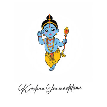  Happy Krishna Janmashtami illustration of Lord Krishna