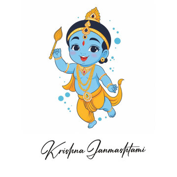  Happy Krishna Janmashtami illustration of Lord Krishna