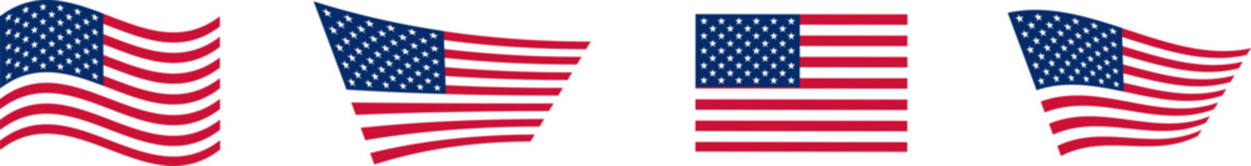 Wall Mural - USA flag icons vector set. United States of America flat  badges.Flag of usa vector flat symbol collection.USA flag labels set.Set of American flag icons .