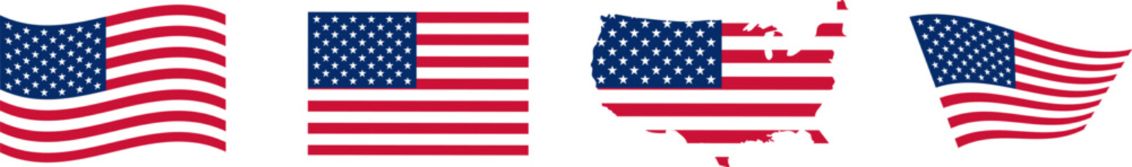 Wall Mural - USA flag icons vector set. United States of America flat  badges.Flag of usa vector flat symbol collection.USA flag labels set.Set of American flag icons .