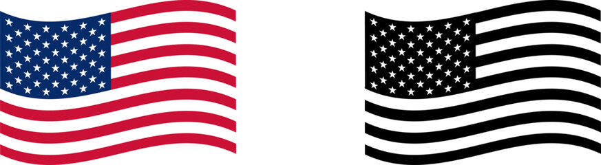 Wall Mural - USA flag icons vector set. United States of America flat  badges.Flag of usa vector flat symbol collection.USA flag labels set.Set of American flag icons .