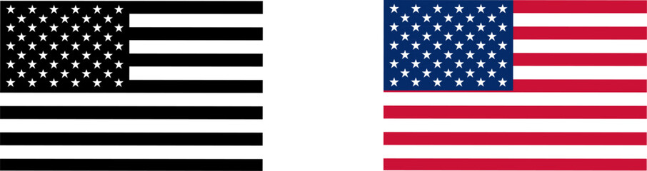 Wall Mural - USA flag icons vector set. United States of America flat  badges.Flag of usa vector flat symbol collection.USA flag labels set.Set of American flag icons .