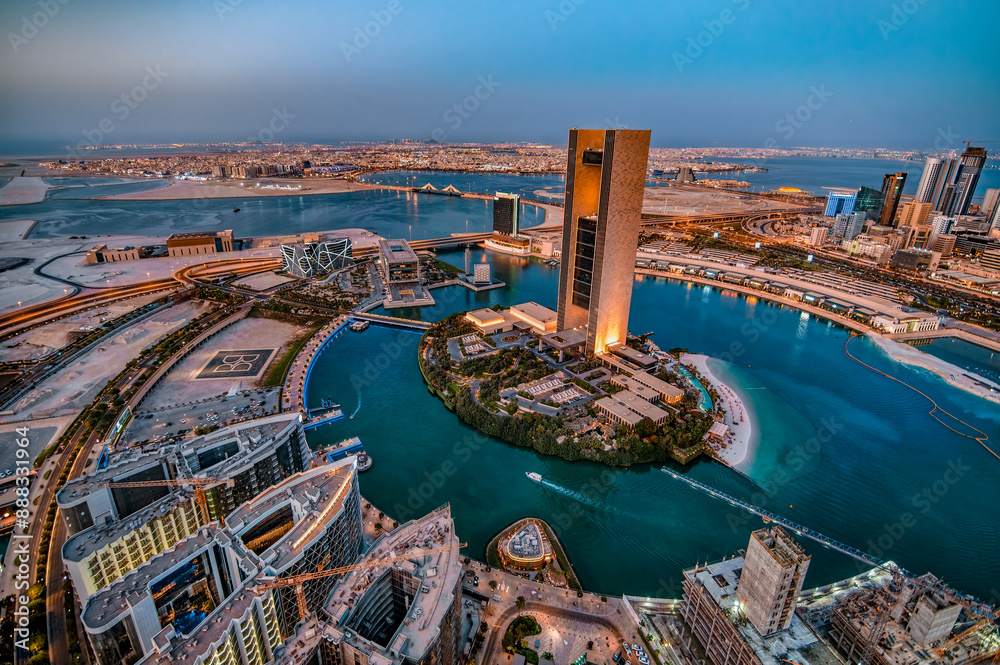 Enchanting night cityscapes of Manama, Bahrain, with its illuminated ...