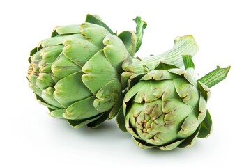 Canvas Print - Green artichoke on white background