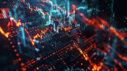 Poster - glowing forex chart interface wallpaper. concept of investment, trading, shares or analysis, finance
