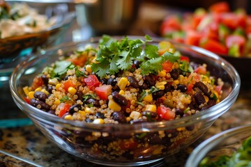 Canvas Print - Homemade Southwest Salad with Quinoa Beans Corn Cilantro