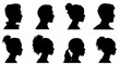 © Aamir - Set man and woman head icon silhouette, Male and female avatar profile sign, face silhouette logo