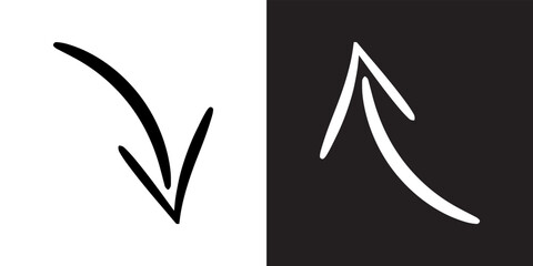Poster - Curved arrow icon vector. Arrow pointer icon sign symbol in trendy flat style. Arrow down up vector icon illustration isolated on white and black background