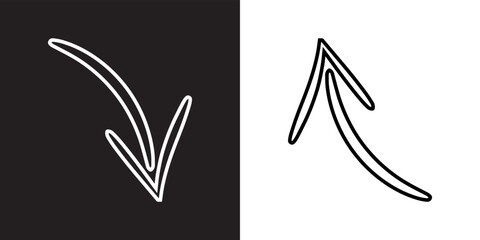 Poster - Curved arrow icon vector. Arrow pointer icon sign symbol in trendy flat style. Arrow down up vector icon illustration isolated on black and white background