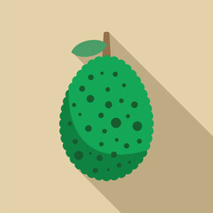 Poster - Green jackfruit is casting a shadow on a light brown background