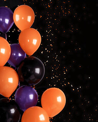 Wall Mural - Orange, black and purple balloons background