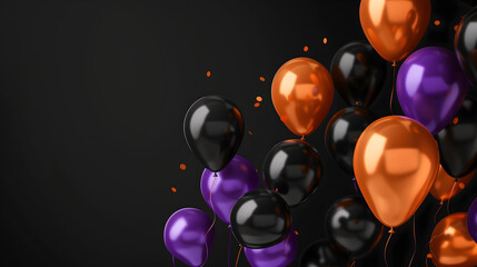 Wall Mural - Orange, black and purple balloons background