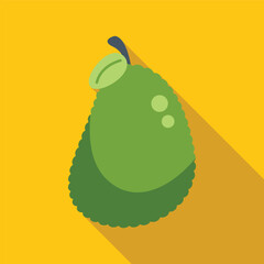 Poster - Green jackfruit is laying on a yellow background and showing a long shadow